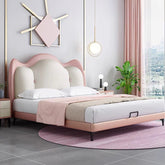Cloud headboard with beige curves, children’s bed with mattress, kids bedroom furniture look